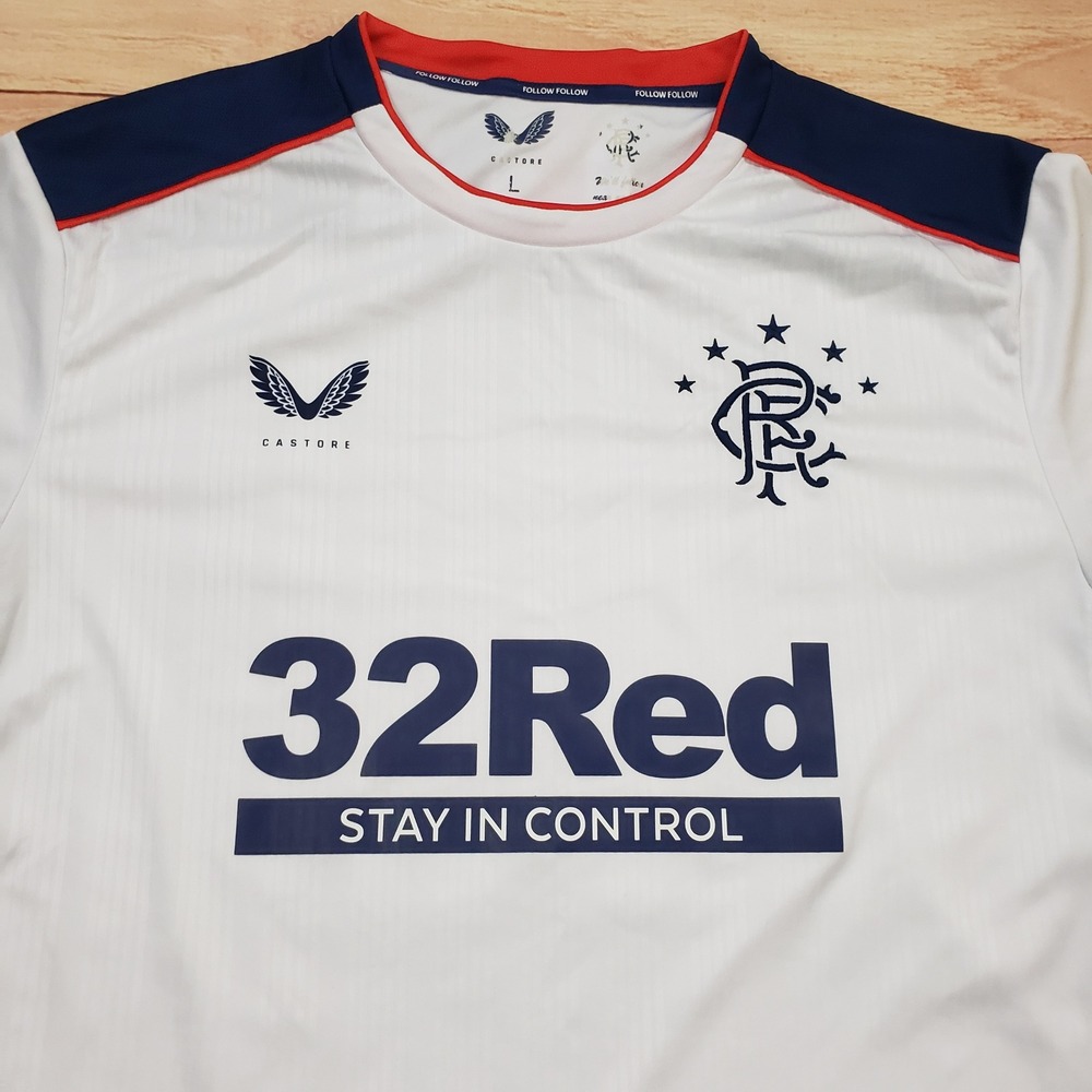 Castore Rangers FC Training Jersey Mens Large White 32Red Stay In Control Soccer - Picture 3 of 13